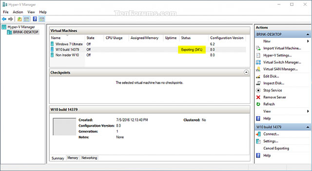 How to export Hyper-V virtual machines in Windows 10 Picture 3