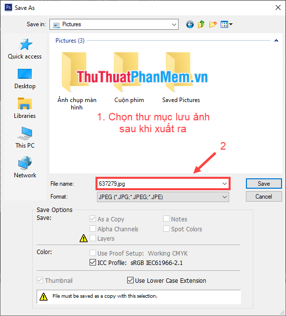 How to export photos, save photos in Photoshop Picture 4