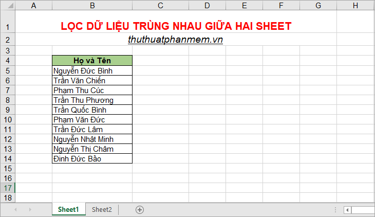 How to filter duplicate data from 2 Sheets in Excel Picture 2