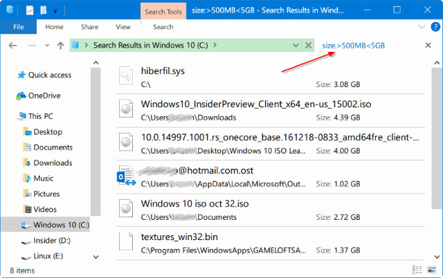 How to find large files on Windows 10 Picture 6