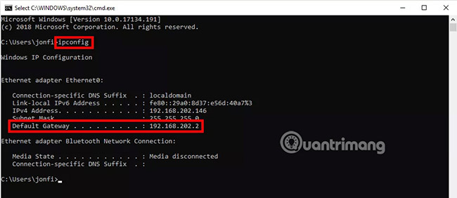 How to find the default gateway IP address Picture 1