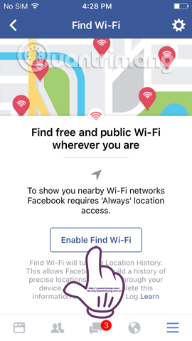 How to find WiFi hotspot on Facebook application Picture 3