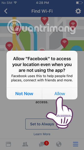 How to find WiFi hotspot on Facebook application Picture 5