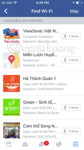 How to find WiFi hotspot on Facebook application Picture 7