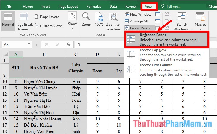 freeze headers in excel 2016