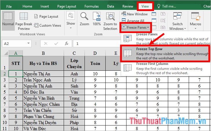 freeze headers in excel 2016