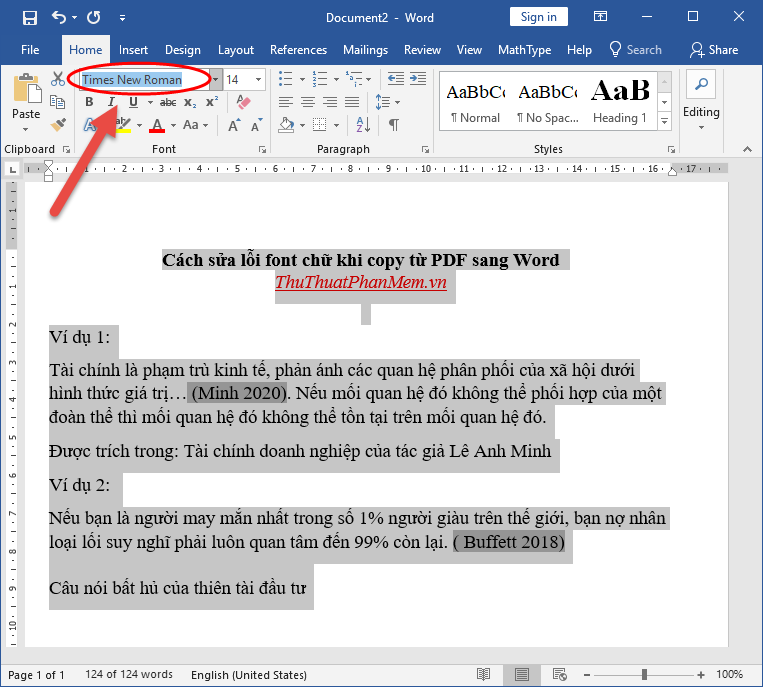 How to fix font errors when copying from PDF to Word - TipsMake.com