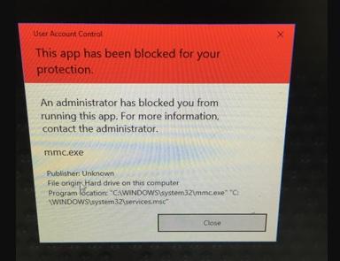 mmc.exe blocked windows 10