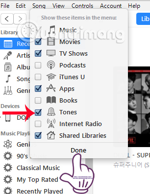 How to fix the error does not appear item Tones ringtone on iTunes Picture 2