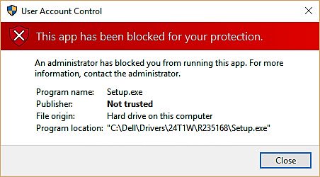 How to fix 'This app has been blocked for your protection' error on Windows 10 PC Picture 1