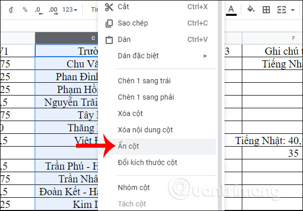 How to freeze, hide rows and columns in Google Sheets Picture 7
