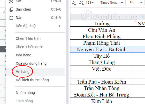 How to freeze, hide rows and columns in Google Sheets Picture 9