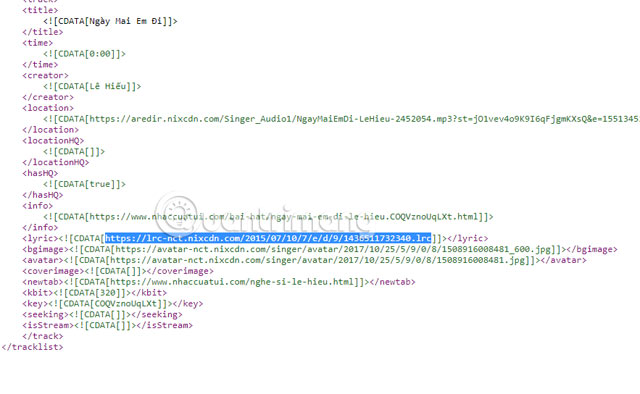How to get any lyrics file on NhacCuaTui