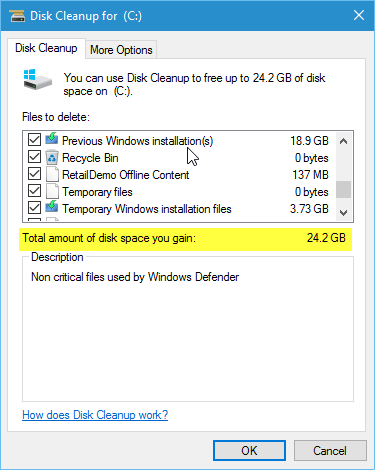 How to get back 20GB of storage after the Windows 10 November update Picture 4
