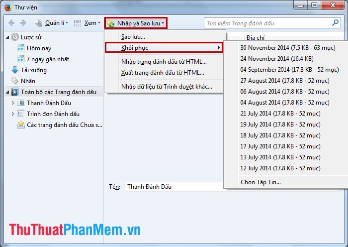 How to get back bookmarks that have been deleted in Firefox Picture 3