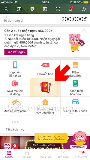 How to get free lucky money on Momo e-wallet Picture 1