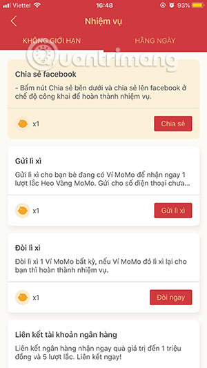 How to get free lucky money on Momo e-wallet Picture 8