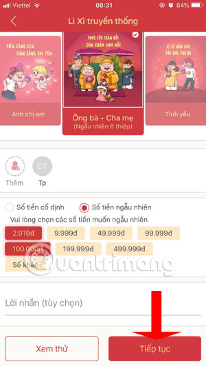 How to give lucky money to friends and relatives by e-wallet Momo Picture 9