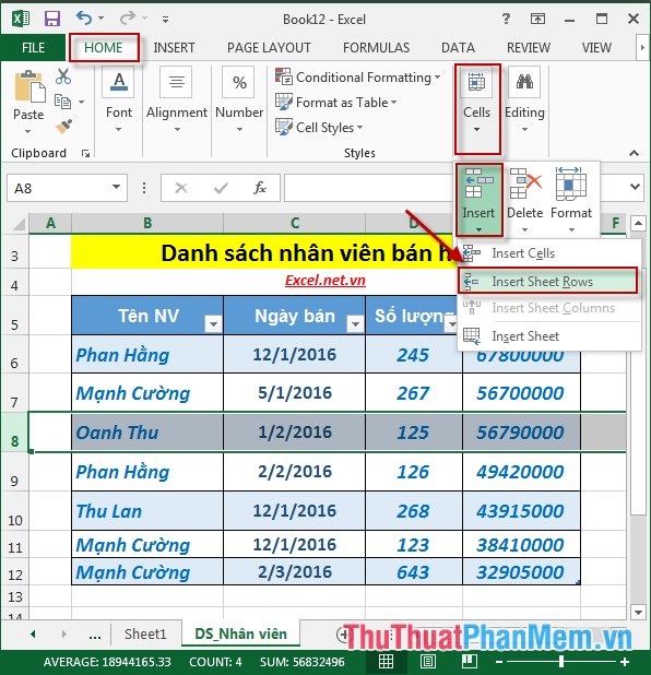 How to handle cells, columns, rows in a spreadsheet in Excel Picture 11