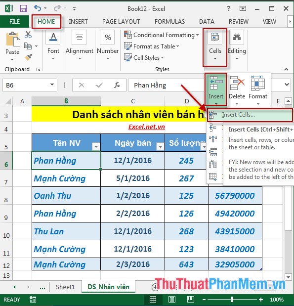 How to handle cells, columns, rows in a spreadsheet in Excel Picture 7