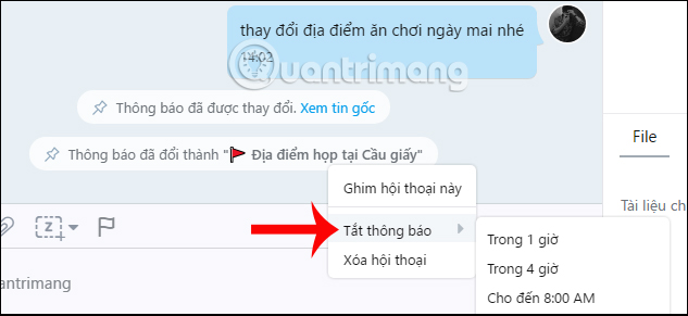 How to hang notifications on the Zalo PC chat group Picture 7