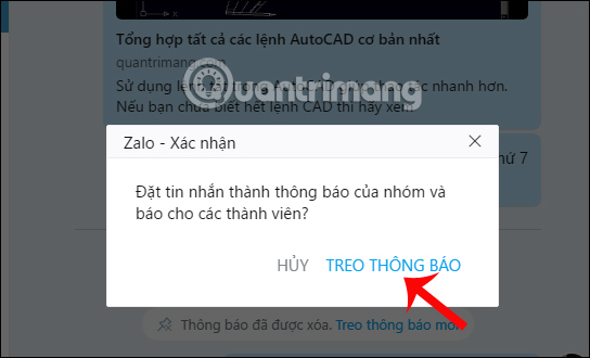 How to hang notifications on the Zalo PC chat group Picture 9