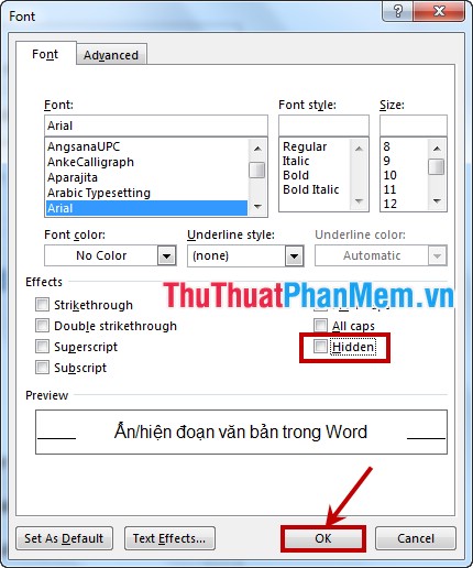 display hidden text in word