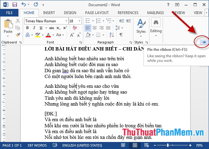 How to hide and show the Ribbon toolbar in Word and Excel