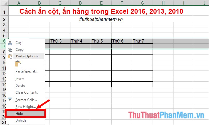 How to hide columns and hide rows in Excel 2016, 2013, 2010 Picture 9