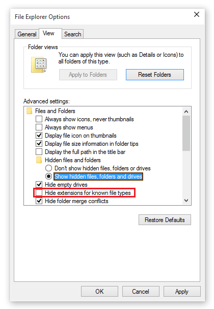 How to hide files, show hidden files, view hidden folders and file extensions on Windows 7/8/10? Picture 10