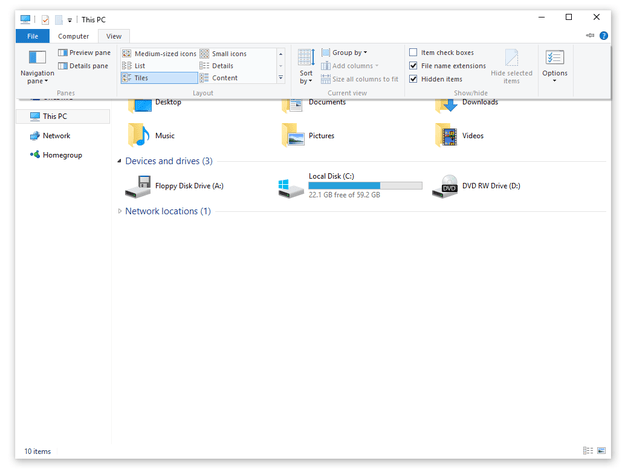 How to hide files, show hidden files, view hidden folders and file extensions on Windows 7/8/10? Picture 6