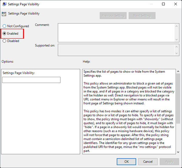 How to hide setup options in Windows 10 Creators Update Settings Picture 4
