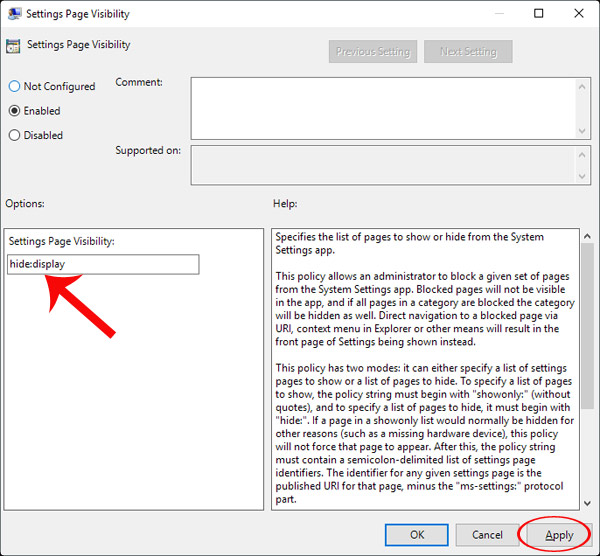 How to hide setup options in Windows 10 Creators Update Settings Picture 5