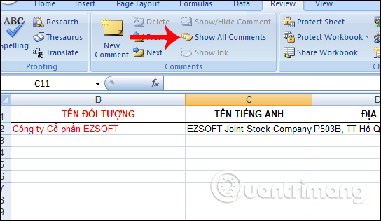 How to hide, show notes in tables on Excel Picture 7