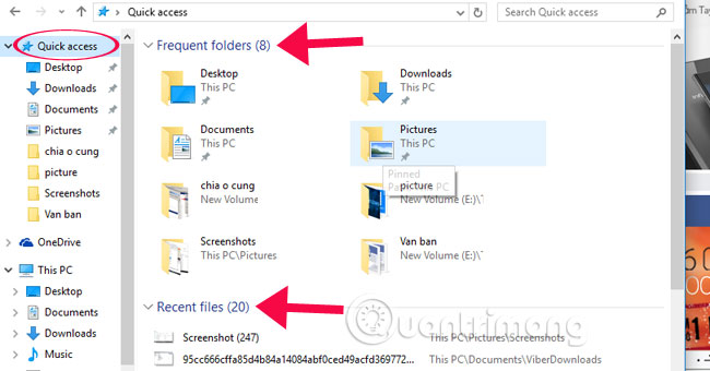 How to hide / show Recent Files and Frequently Folders in Quick access Window 10 Picture 1