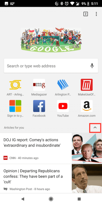 How to hide The article for you when opening a new Chrome tab on Android Picture 2