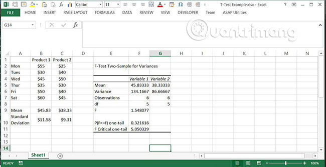 How to implement T-Test in Excel Picture 6