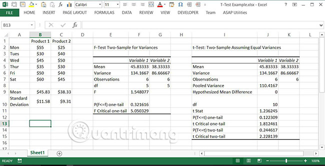 How to implement T-Test in Excel Picture 9