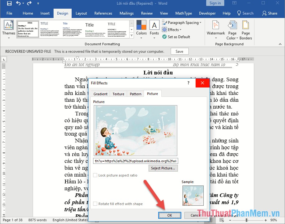 How to insert a background image in Word Picture 6