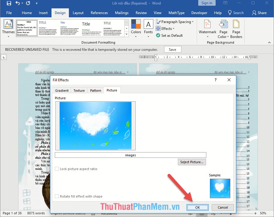 How to insert a background image in Word Picture 8