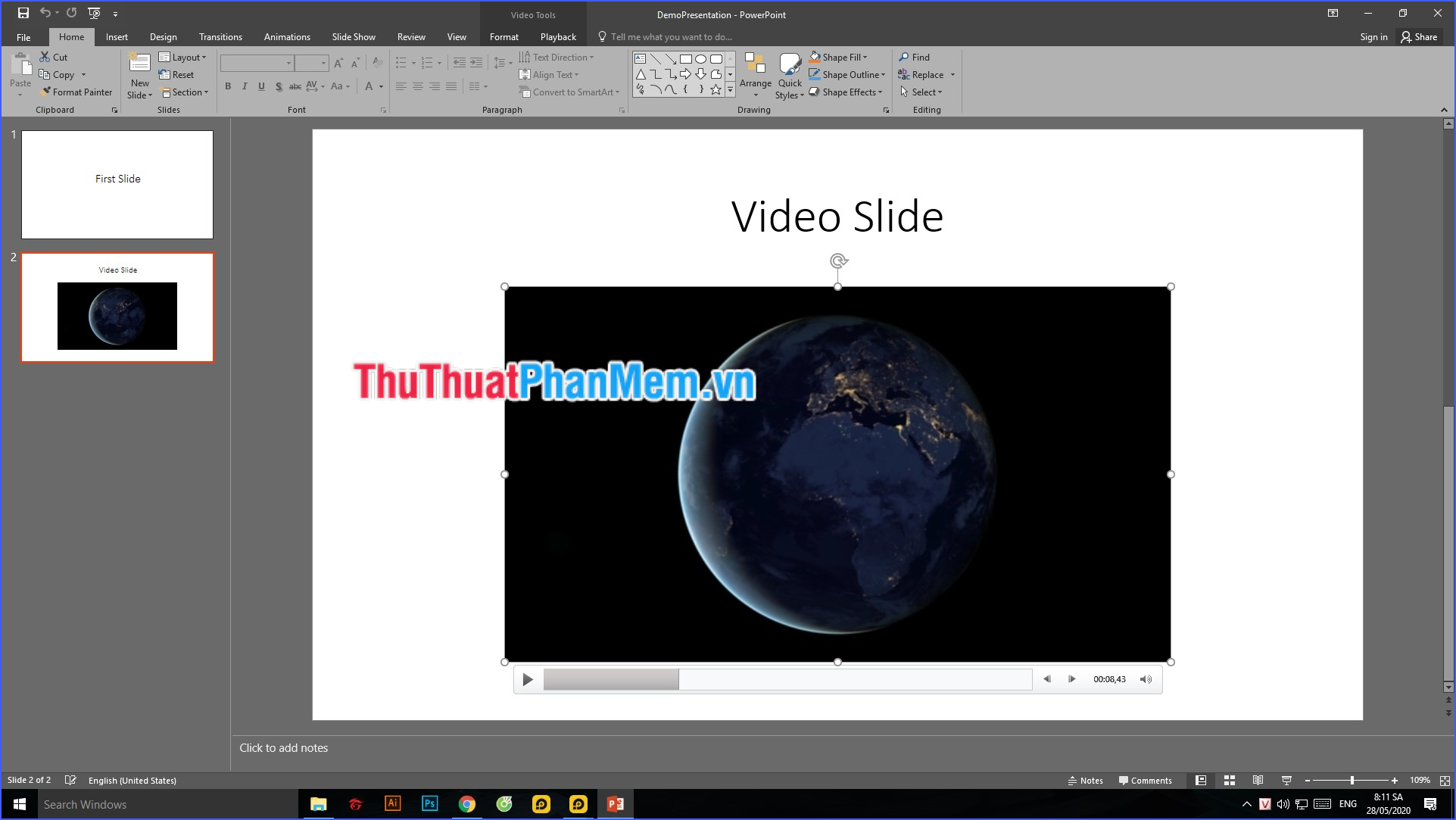How to insert a video into PowerPoint and still open when transferred to another device Picture 10