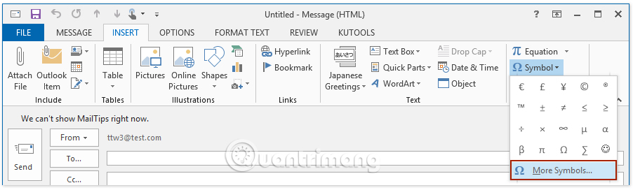 How to insert emoticons (smileys) in Outlook email - TipsMake.com