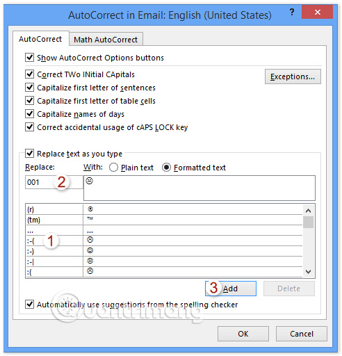 How to insert emoticons (smileys) in Outlook email Picture 4