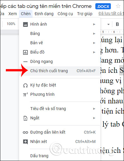 how to make a footnote in google docs