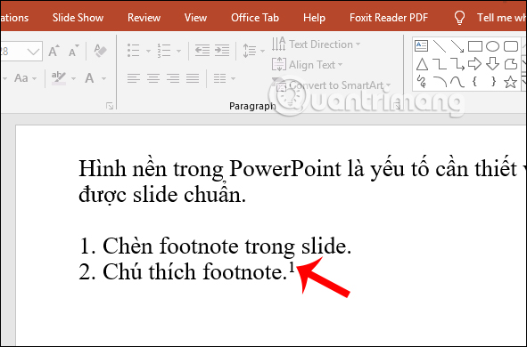 insert footnotes in powerpoint