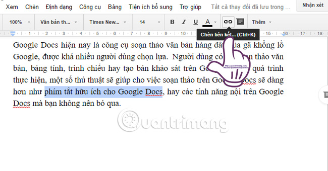How to insert link links in Google Docs documents Picture 1
