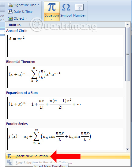 How to insert Math expressions on Word 2007 Picture 5