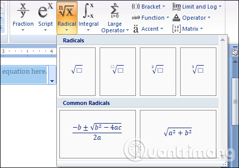 How to insert Math expressions on Word 2007 Picture 7