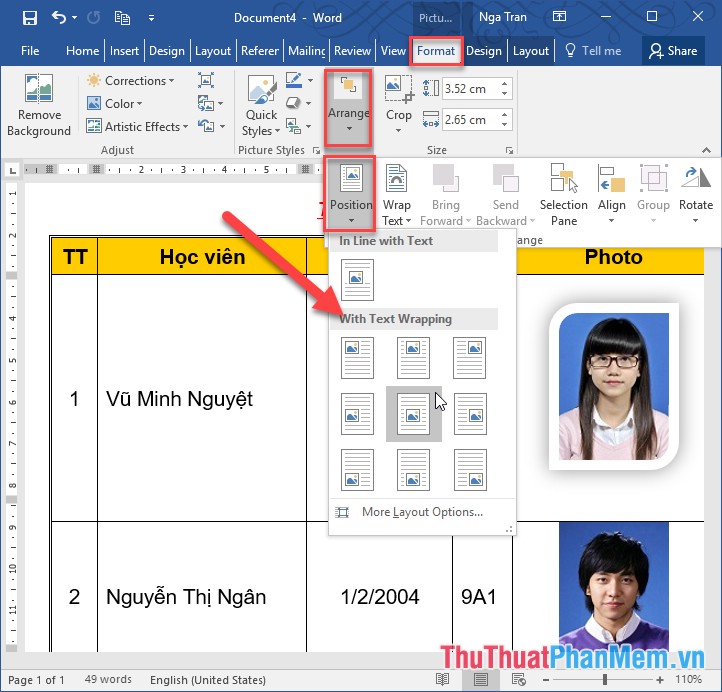 How to insert pictures into Word, Excel and align images Picture 10