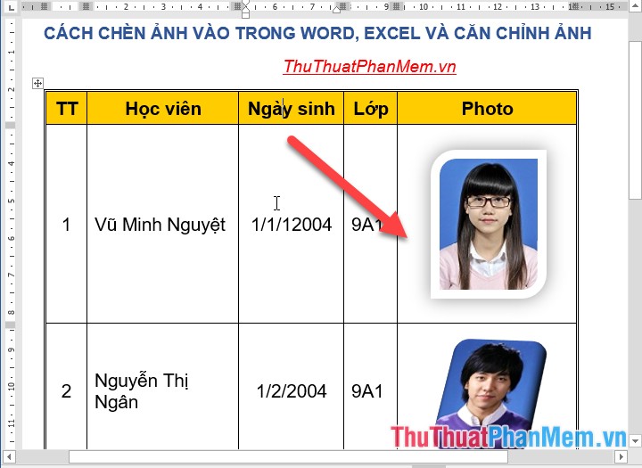 How to insert pictures into Word, Excel and align images Picture 12
